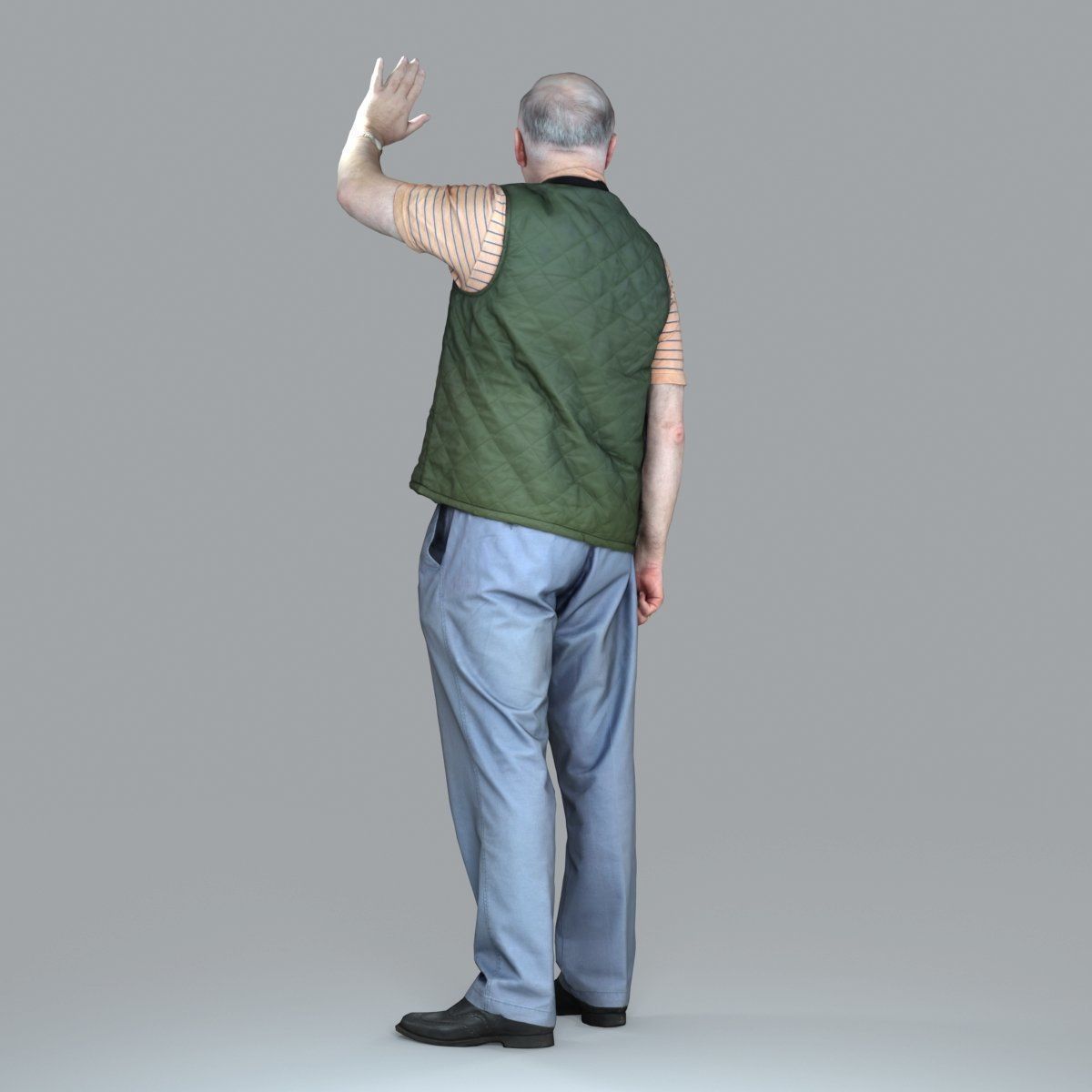 Elder Man Waving and  Wearing Green Vest CMan0009-HD2-O02P05-S 3D model_36