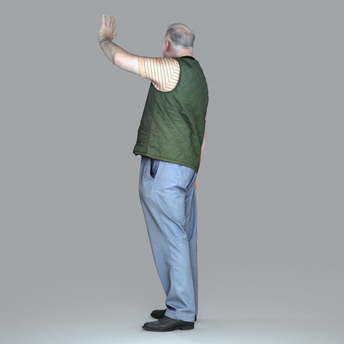 Elder Man Waving and  Wearing Green Vest CMan0009-HD2-O02P05-S 3D model_3