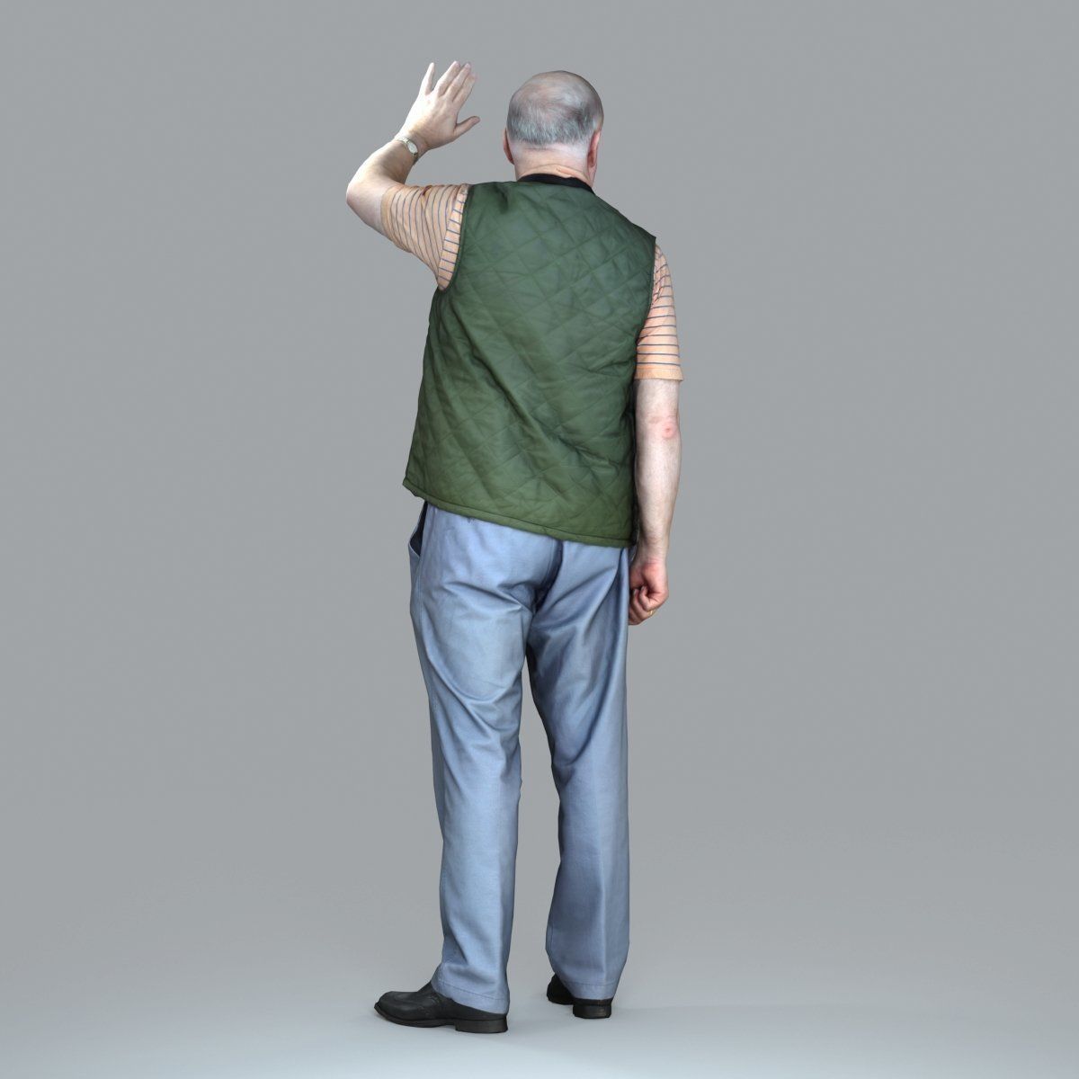 Elder Man Waving and  Wearing Green Vest CMan0009-HD2-O02P05-S 3D model_29