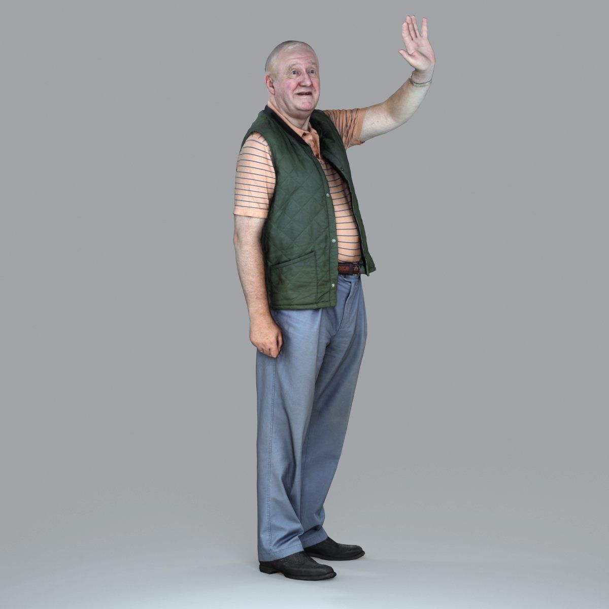 Elder Man Waving and  Wearing Green Vest CMan0009-HD2-O02P05-S 3D model_24