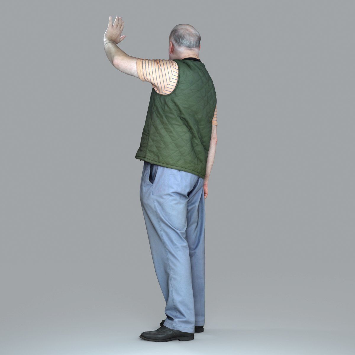 Elder Man Waving and  Wearing Green Vest CMan0009-HD2-O02P05-S 3D model_20