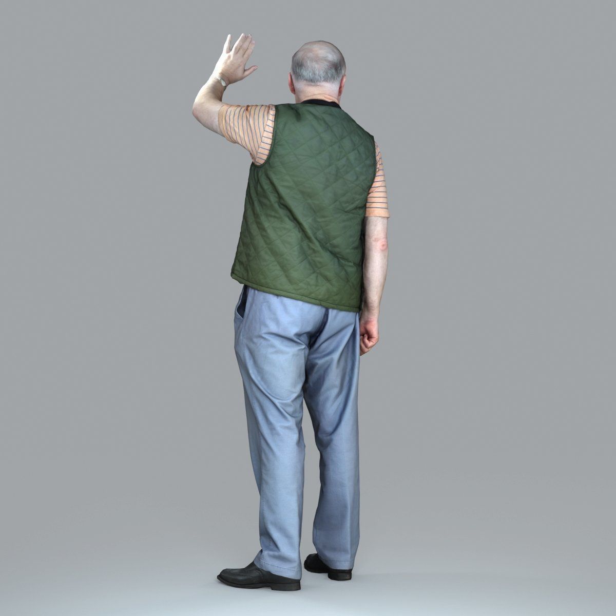 Elder Man Waving and  Wearing Green Vest CMan0009-HD2-O02P05-S 3D model_62