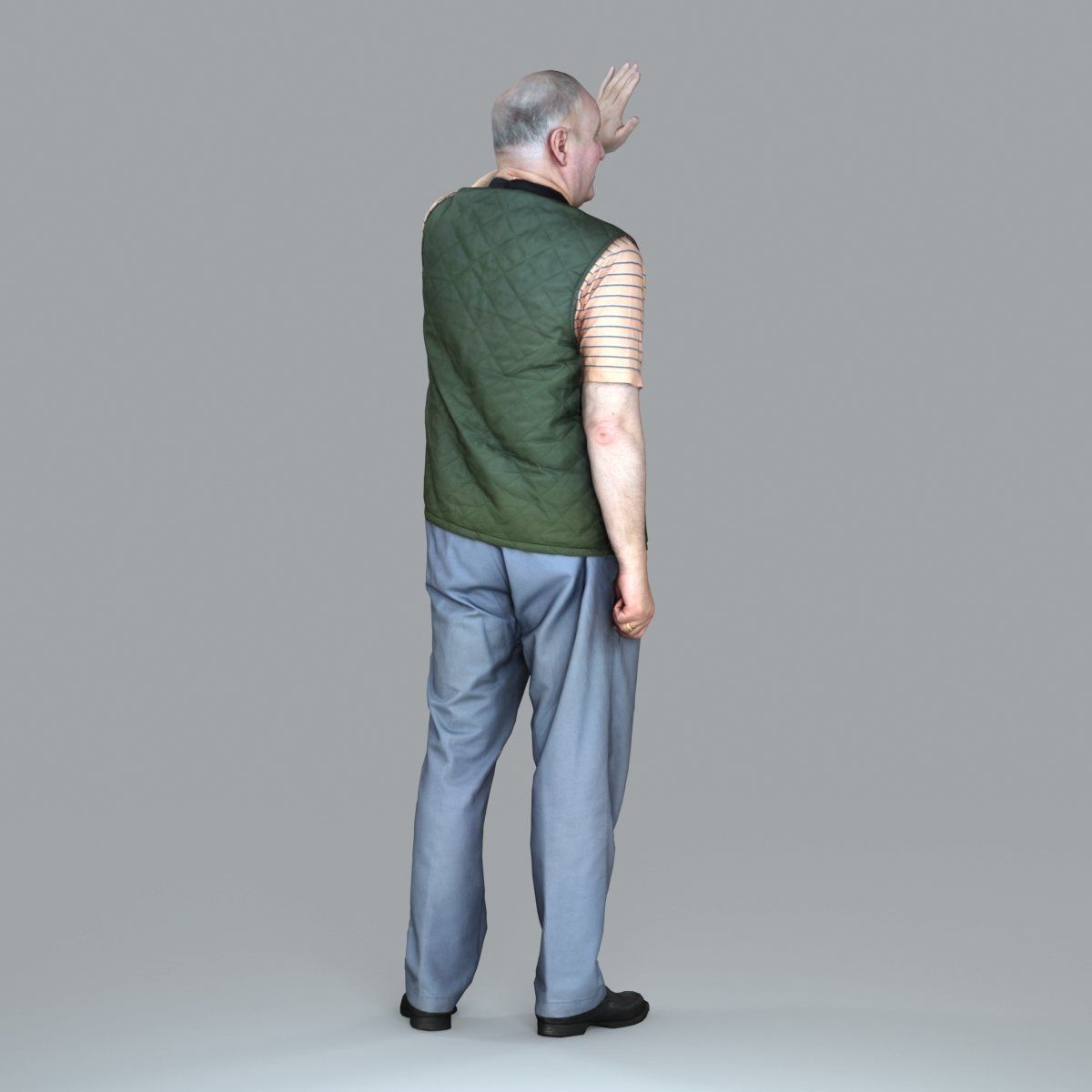 Elder Man Waving and  Wearing Green Vest CMan0009-HD2-O02P05-S 3D model_28