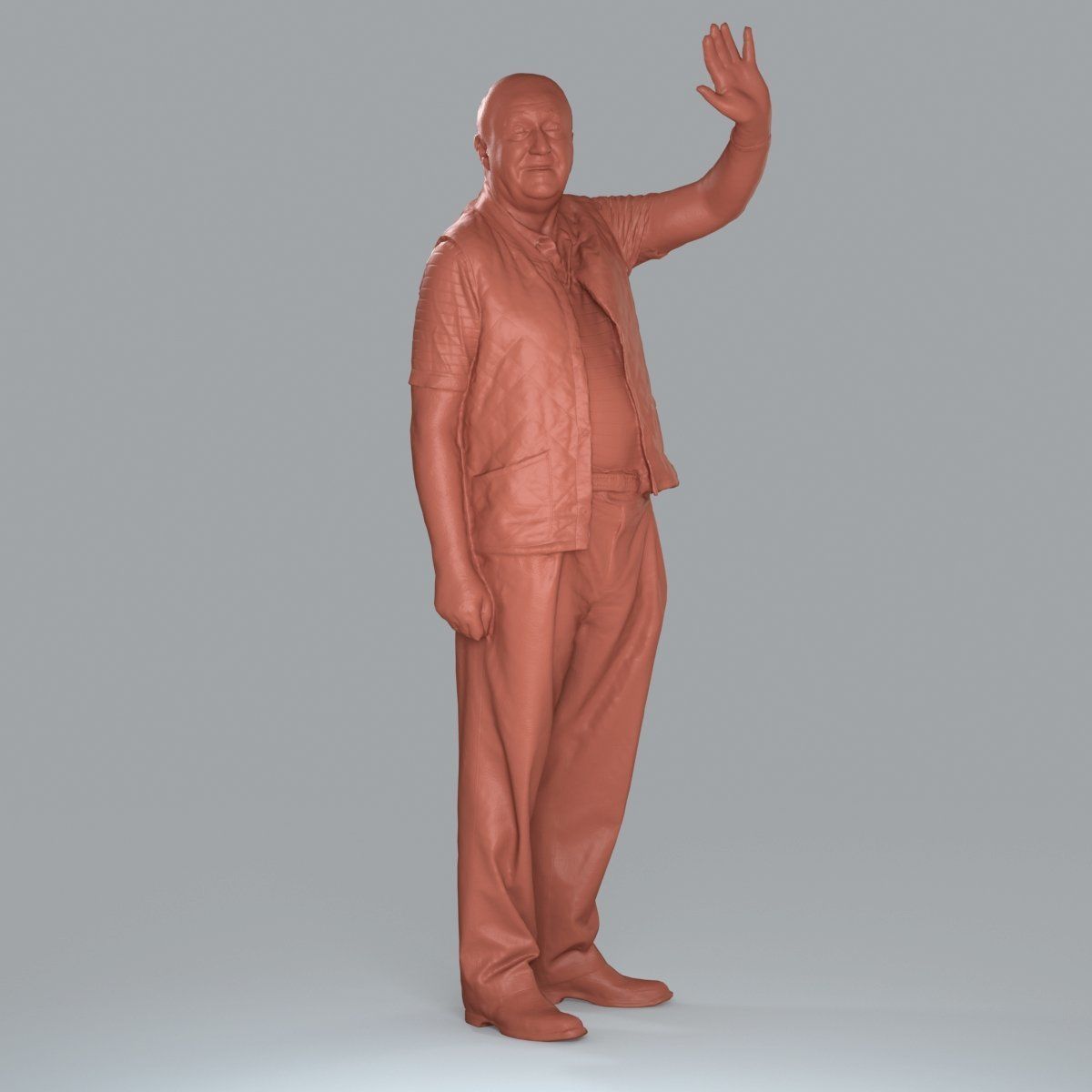 Elder Man Waving and  Wearing Green Vest CMan0009-HD2-O02P05-S 3D model_27