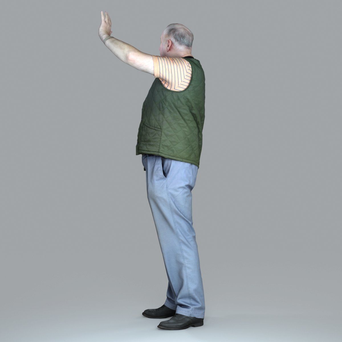 Elder Man Waving and  Wearing Green Vest CMan0009-HD2-O02P05-S 3D model_18