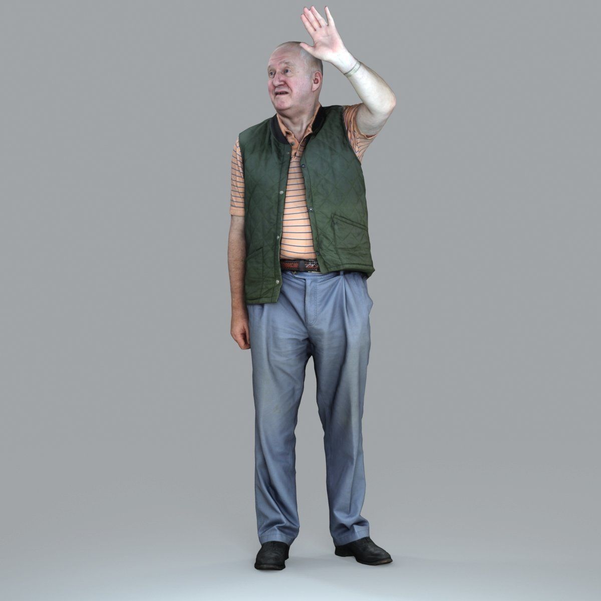 Elder Man Waving and  Wearing Green Vest CMan0009-HD2-O02P05-S 3D model_57