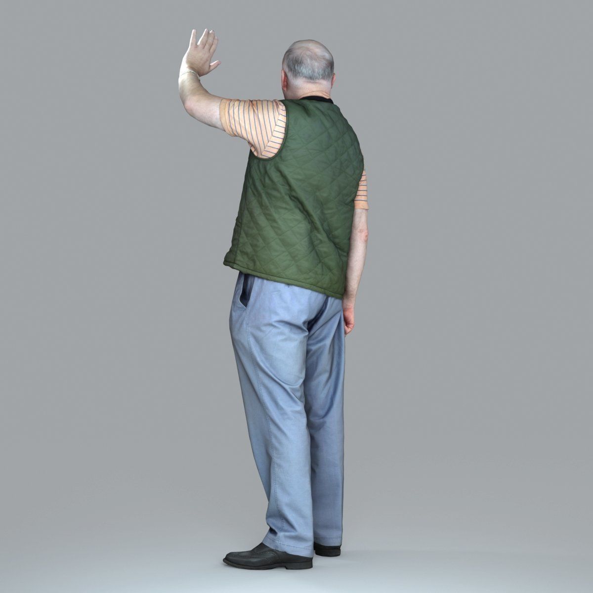 Elder Man Waving and  Wearing Green Vest CMan0009-HD2-O02P05-S 3D model_58