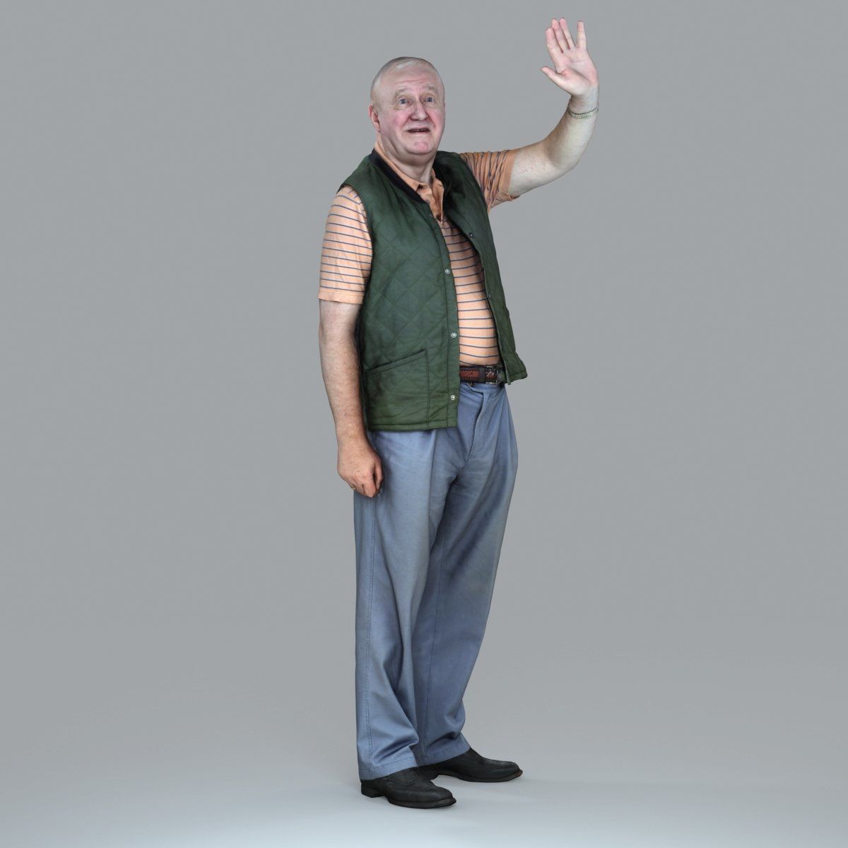 Elder Man Waving and  Wearing Green Vest CMan0009-HD2-O02P05-S 3D model_45