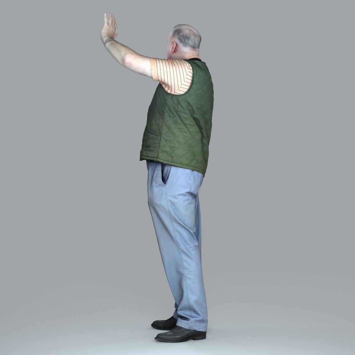Elder Man Waving and  Wearing Green Vest CMan0009-HD2-O02P05-S 3D model_72