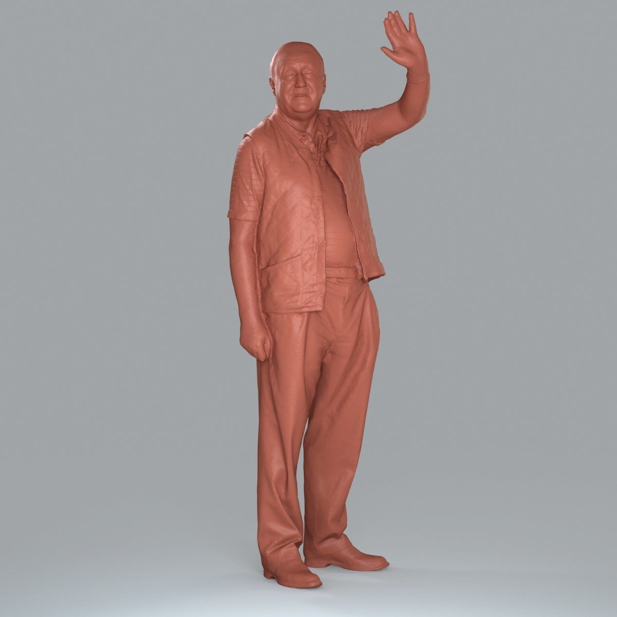 Elder Man Waving and  Wearing Green Vest CMan0009-HD2-O02P05-S 3D model_13