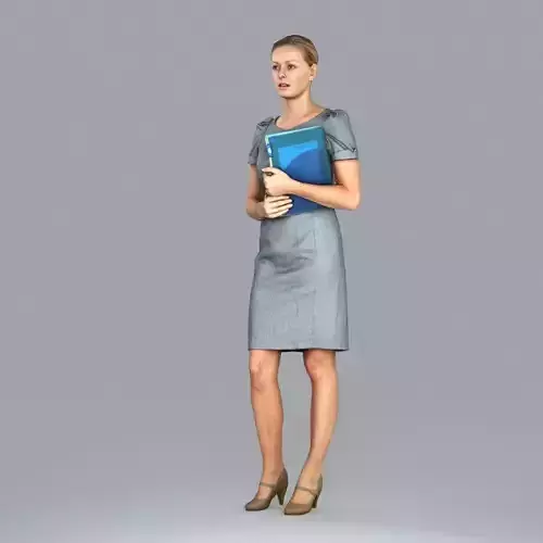 Blonde Business Woman with Grey Dress BWom0011-HD2-O02P07-S