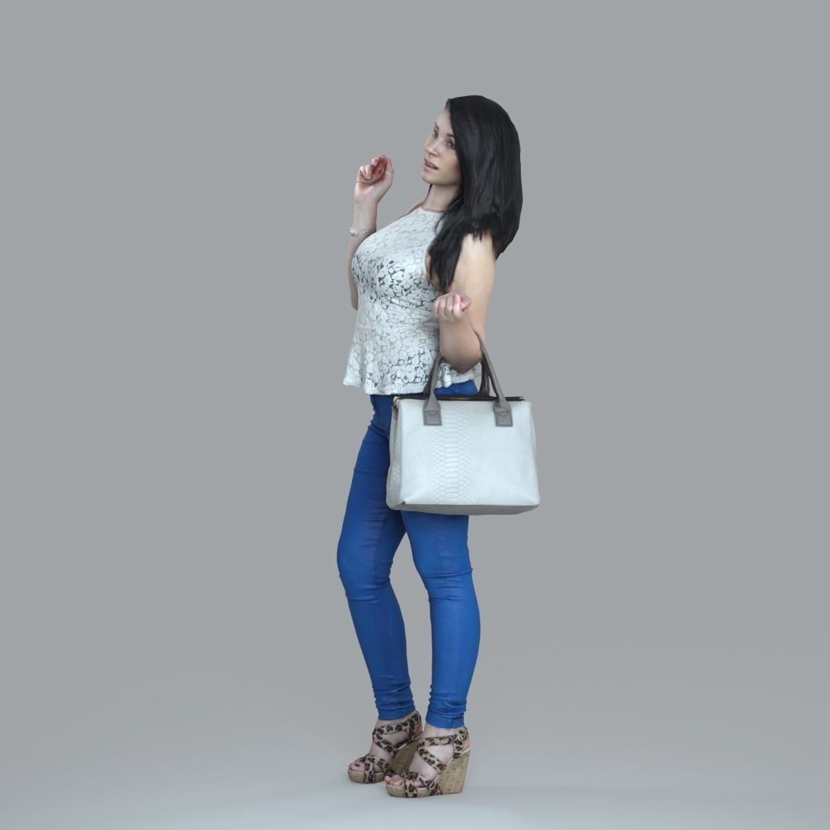 Casual Woman with Jeans and White Handbag CWom0019-HD2-O02P15-S 3D model_3