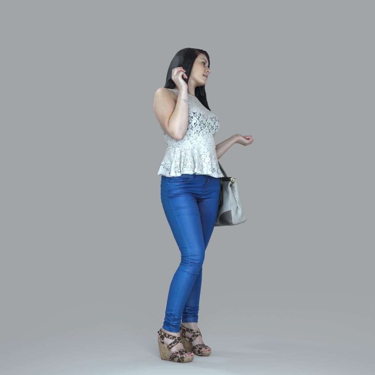Casual Woman with Jeans and White Handbag CWom0019-HD2-O02P15-S 3D model_60