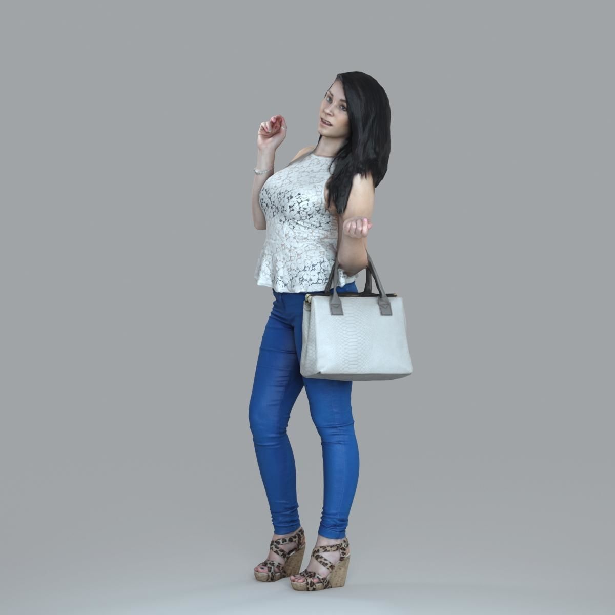 Casual Woman with Jeans and White Handbag CWom0019-HD2-O02P15-S 3D model_14