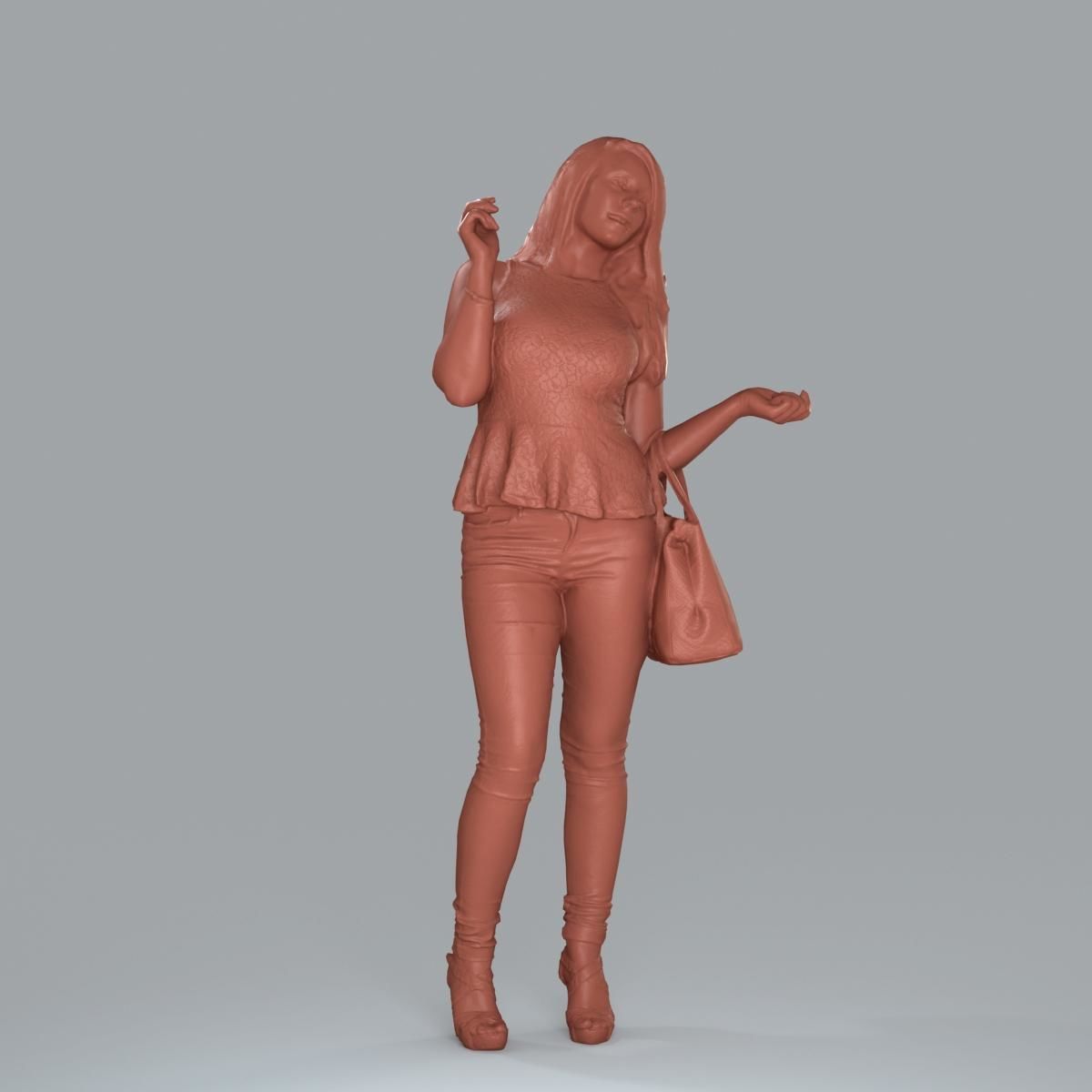 Casual Woman with Jeans and White Handbag CWom0019-HD2-O02P15-S 3D model_10