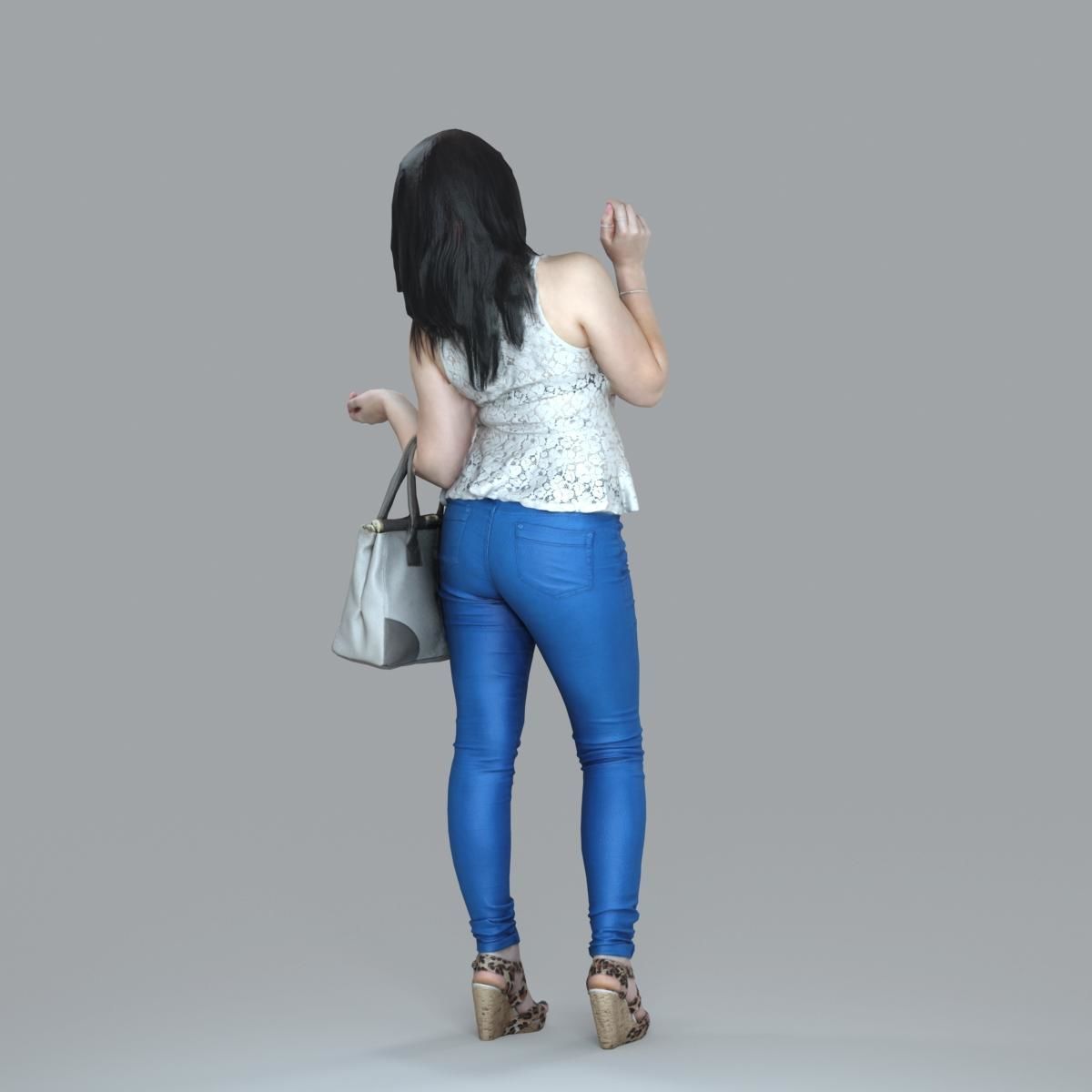 Casual Woman with Jeans and White Handbag CWom0019-HD2-O02P15-S 3D model_66