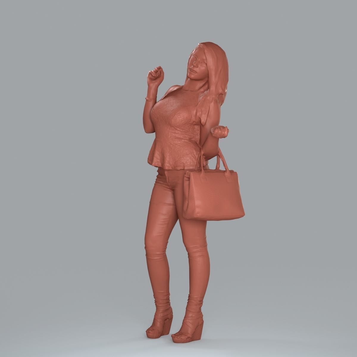 Casual Woman with Jeans and White Handbag CWom0019-HD2-O02P15-S 3D model_49