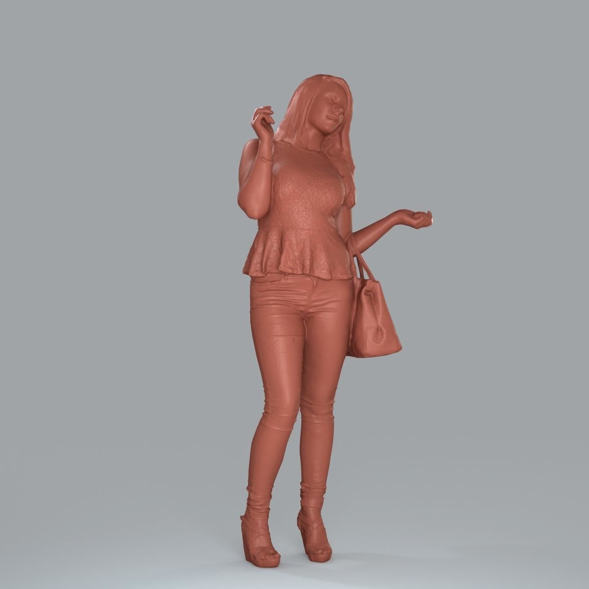 Casual Woman with Jeans and White Handbag CWom0019-HD2-O02P15-S 3D model_31