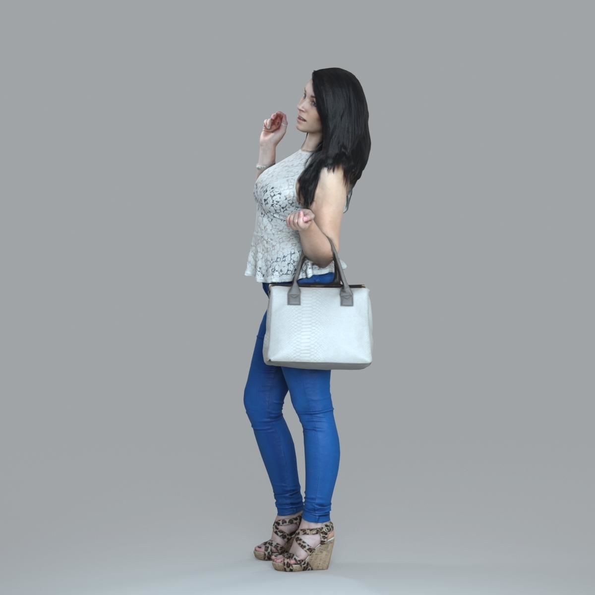 Casual Woman with Jeans and White Handbag CWom0019-HD2-O02P15-S 3D model_34