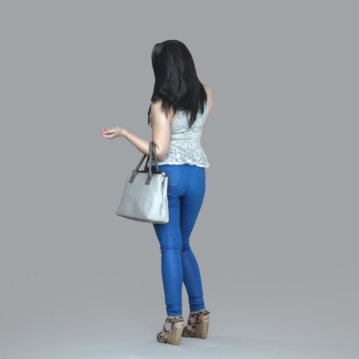 Casual Woman with Jeans and White Handbag CWom0019-HD2-O02P15-S 3D model_23