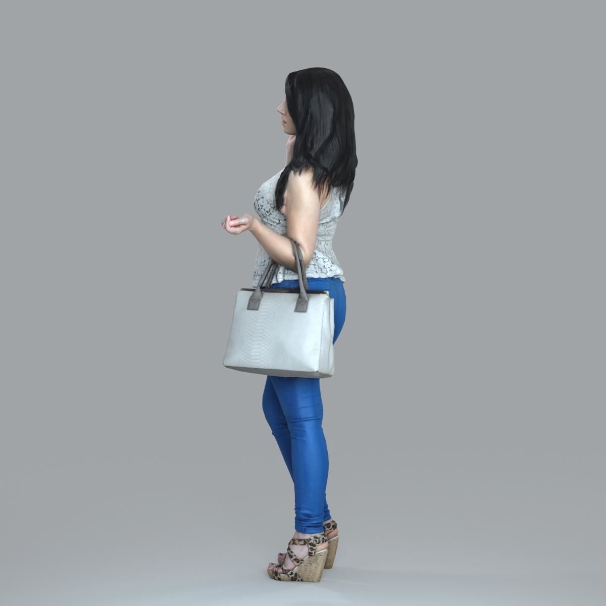 Casual Woman with Jeans and White Handbag CWom0019-HD2-O02P15-S 3D model_56