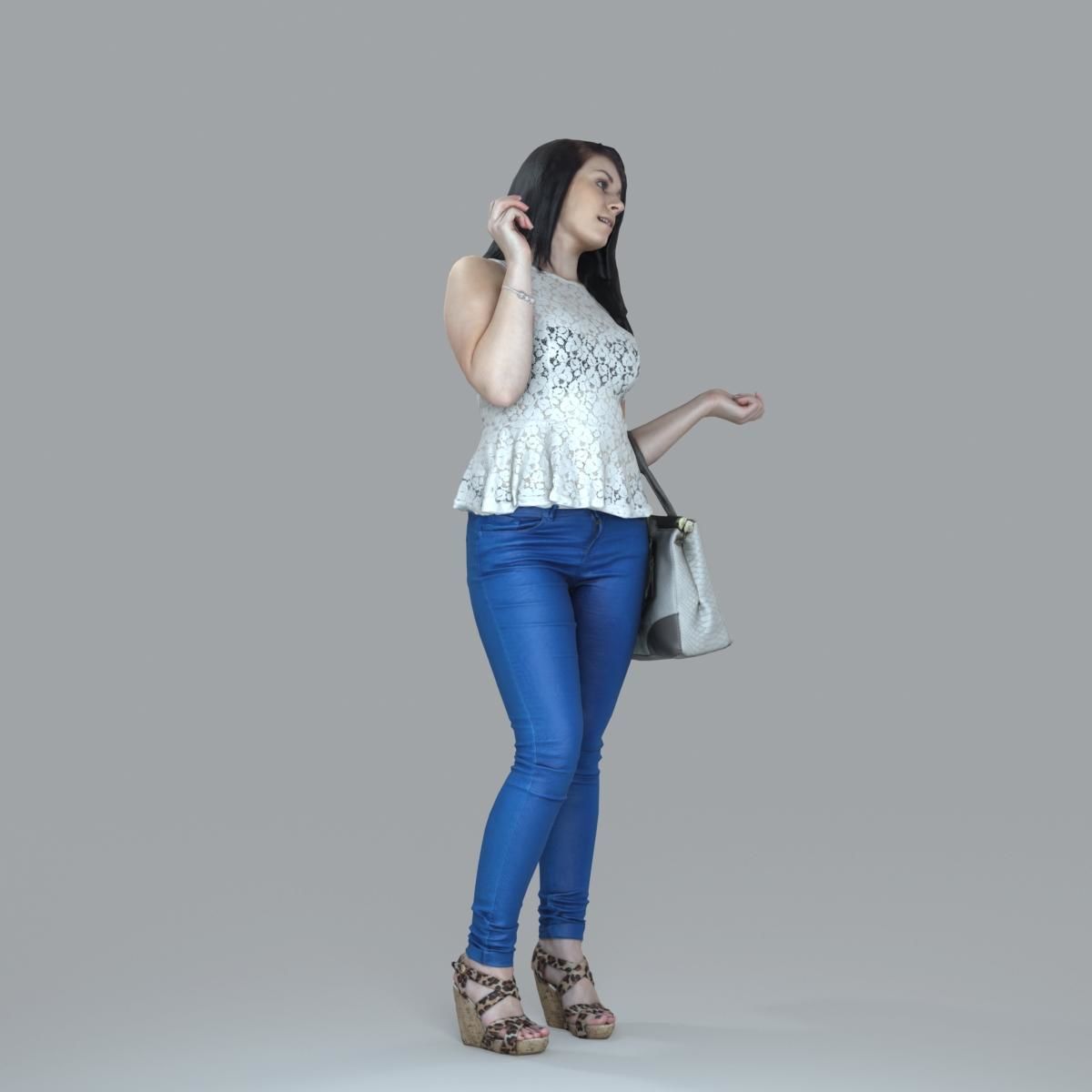 Casual Woman with Jeans and White Handbag CWom0019-HD2-O02P15-S 3D model_8