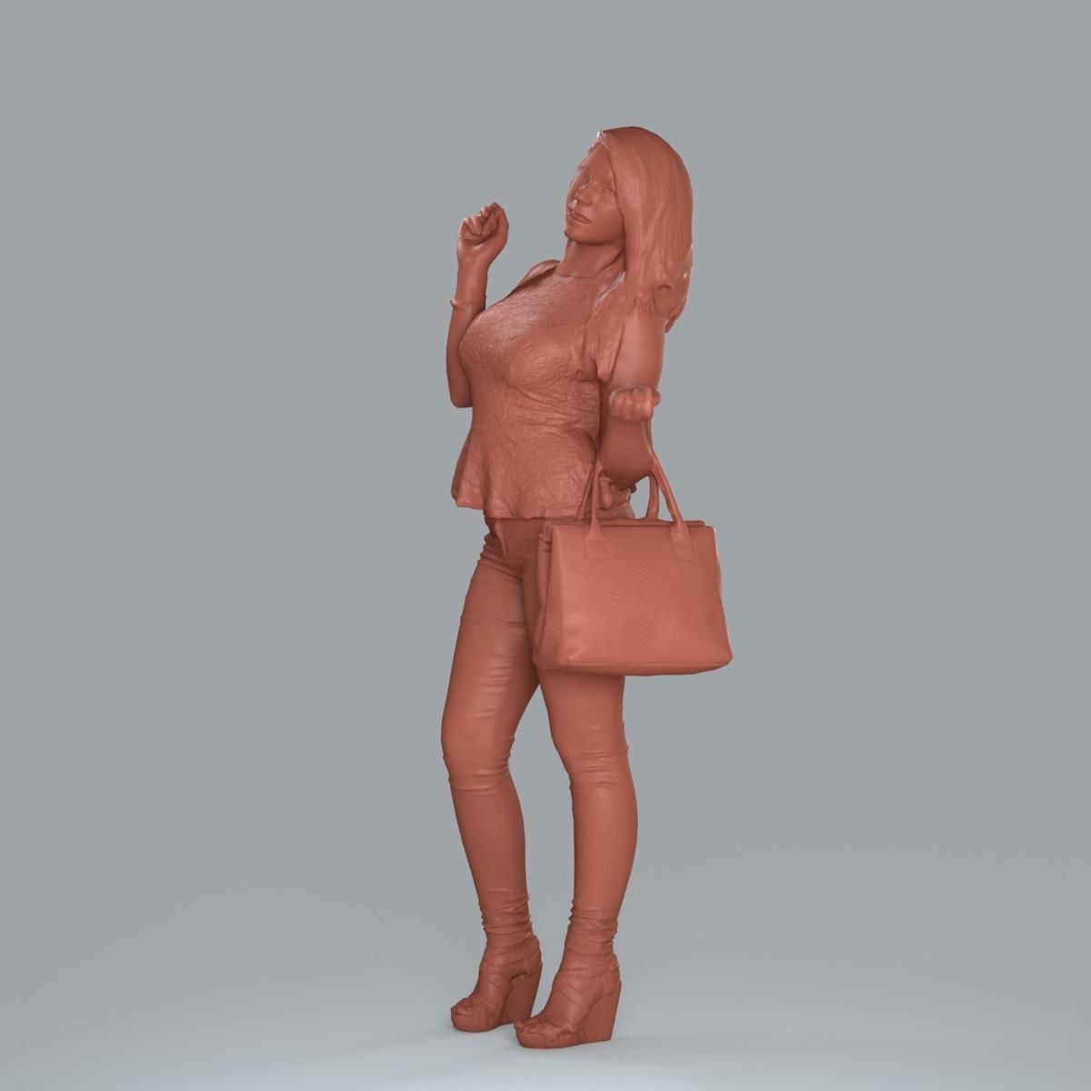 Casual Woman with Jeans and White Handbag CWom0019-HD2-O02P15-S 3D model_70