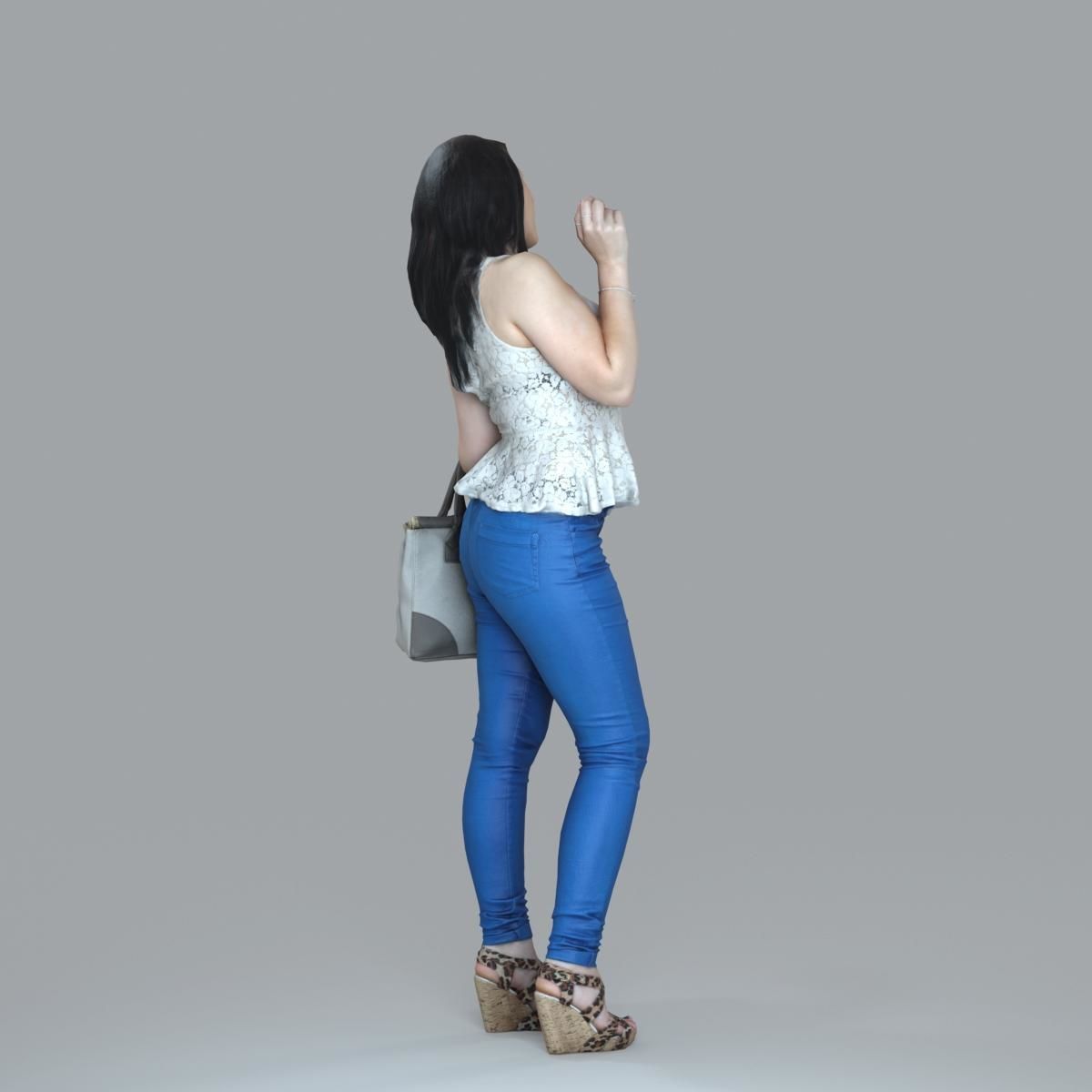 Casual Woman with Jeans and White Handbag CWom0019-HD2-O02P15-S 3D model_1