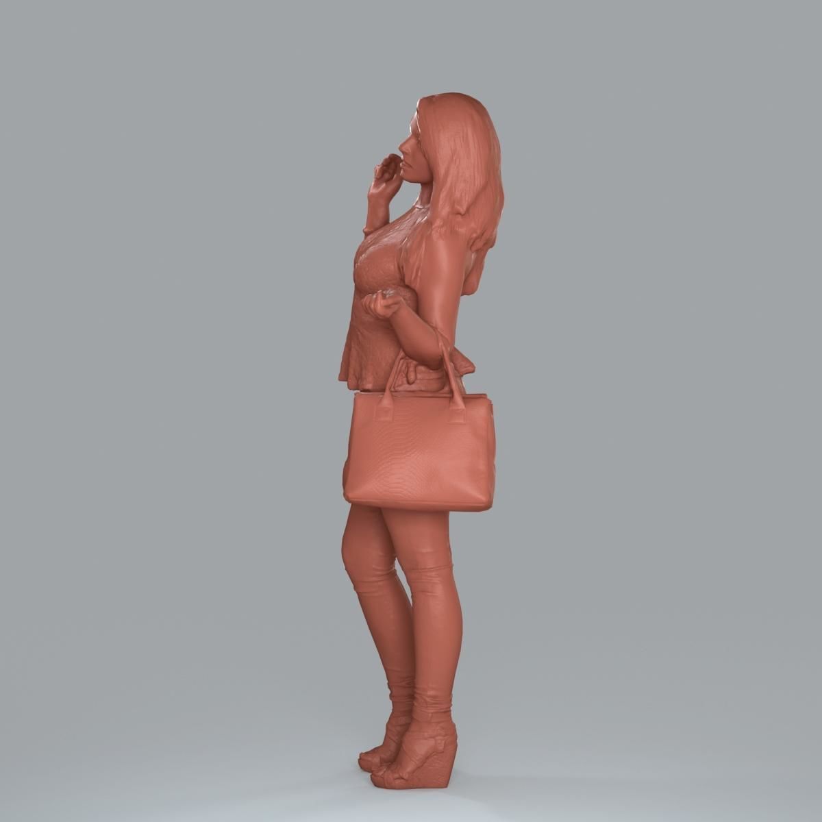 Casual Woman with Jeans and White Handbag CWom0019-HD2-O02P15-S 3D model_19