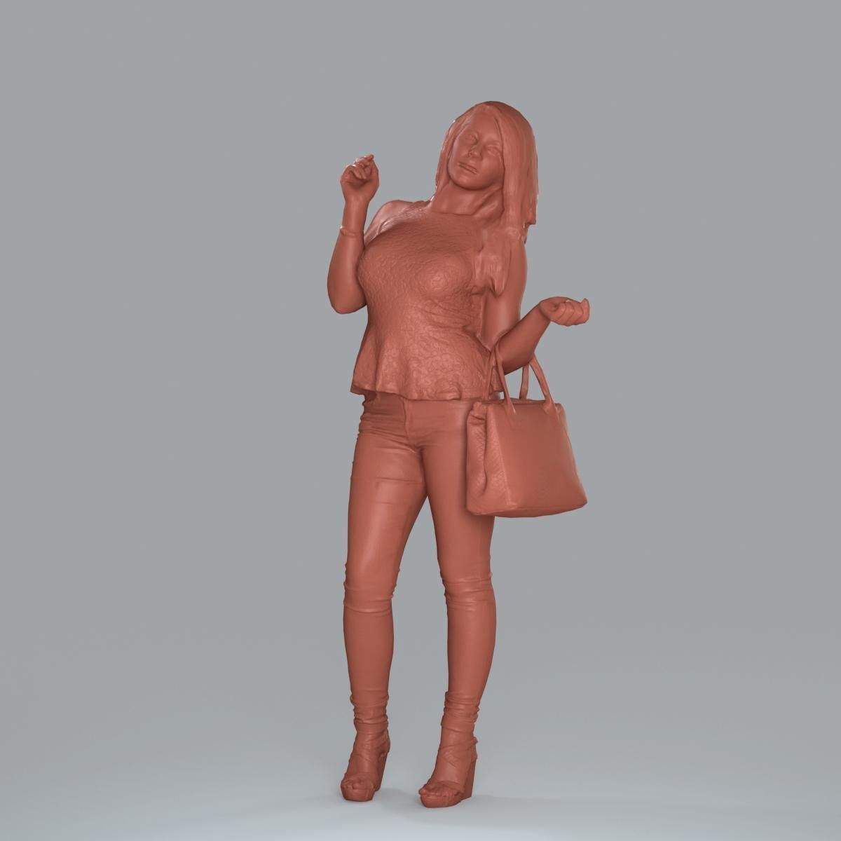 Casual Woman with Jeans and White Handbag CWom0019-HD2-O02P15-S 3D model_22