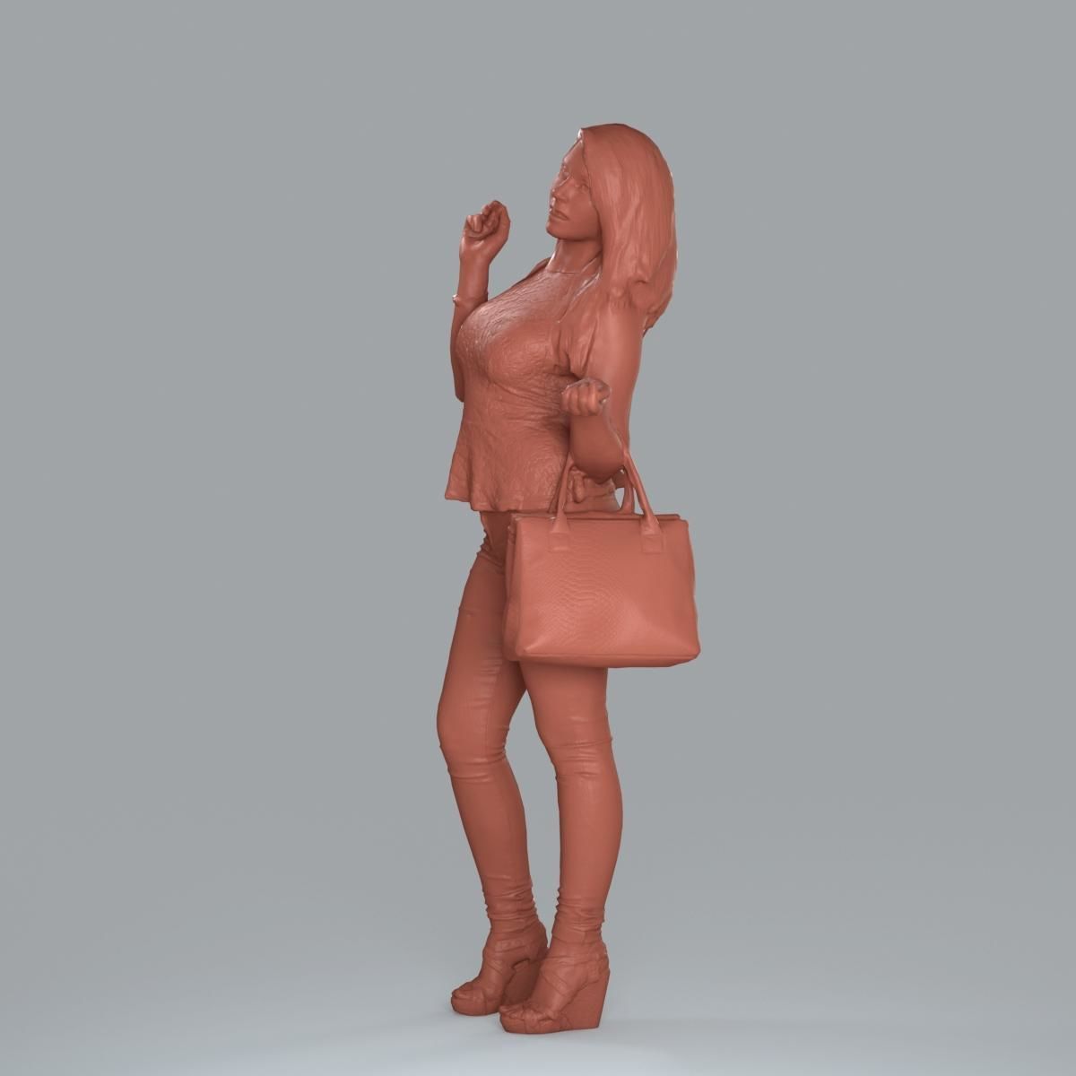 Casual Woman with Jeans and White Handbag CWom0019-HD2-O02P15-S 3D model_17