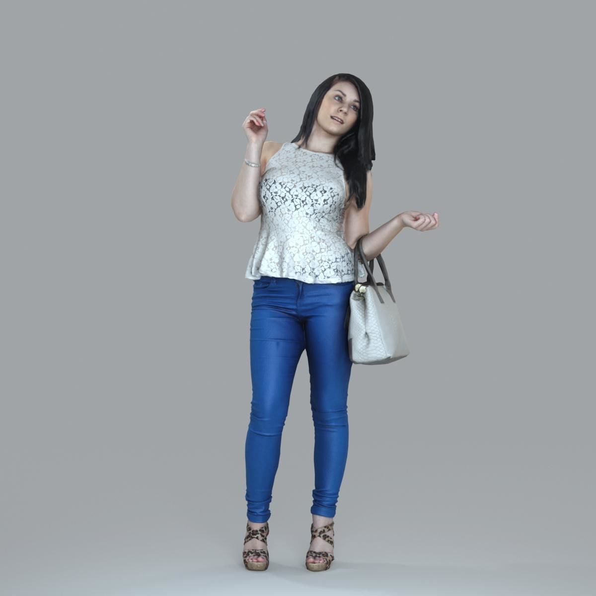 Casual Woman with Jeans and White Handbag CWom0019-HD2-O02P15-S 3D model_15