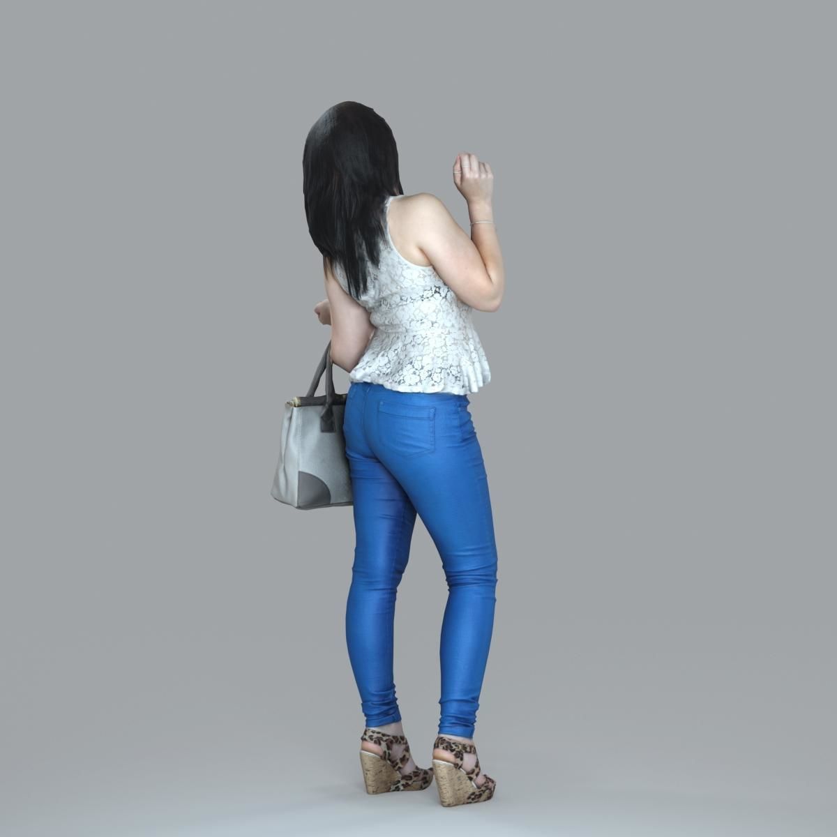 Casual Woman with Jeans and White Handbag CWom0019-HD2-O02P15-S 3D model_6