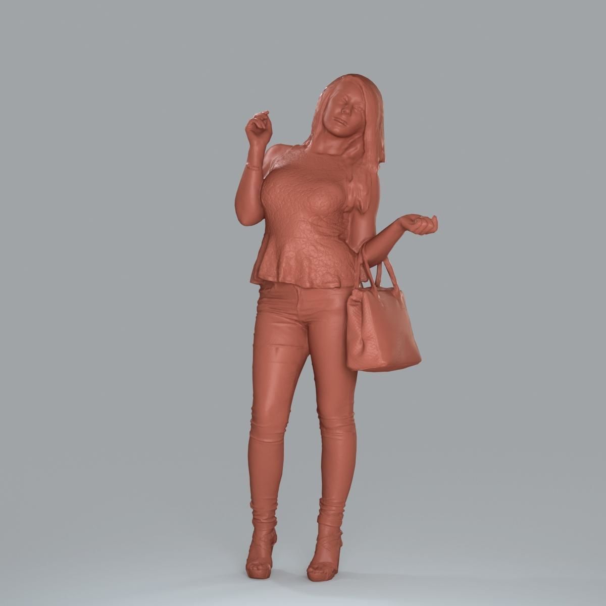 Casual Woman with Jeans and White Handbag CWom0019-HD2-O02P15-S 3D model_62