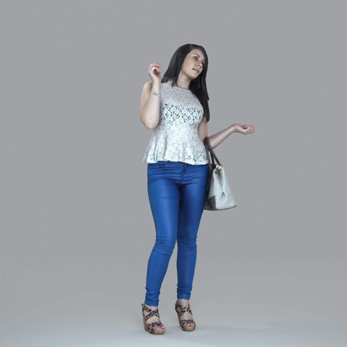 Casual Woman with Jeans and White Handbag CWom0019-HD2-O02P15-S 3D model_37