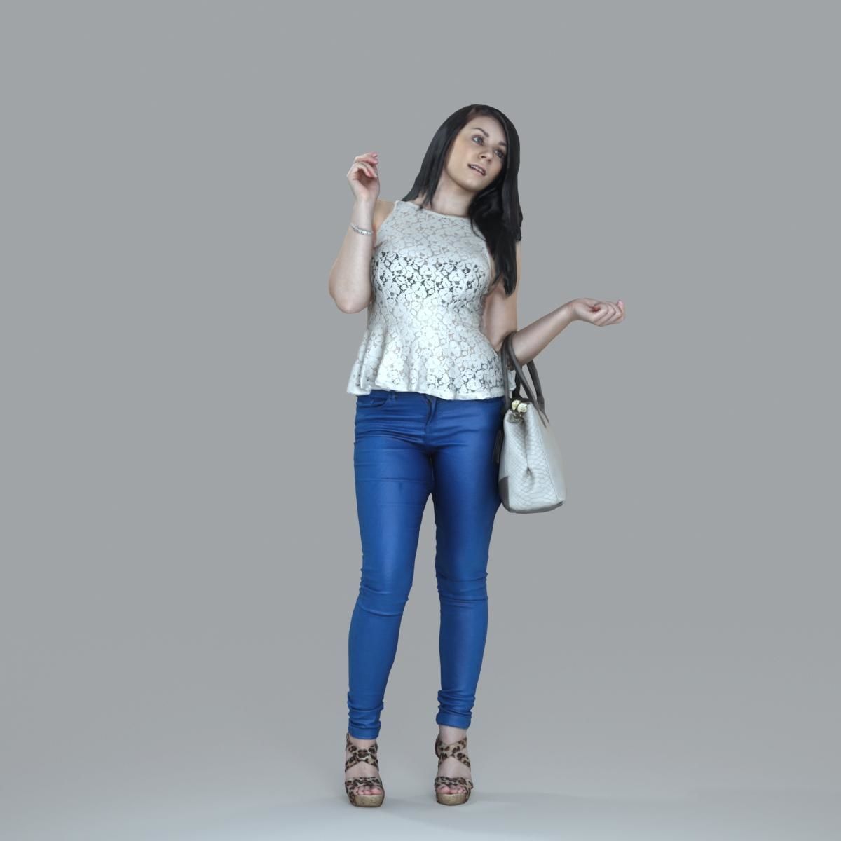 Casual Woman with Jeans and White Handbag CWom0019-HD2-O02P15-S 3D model_30
