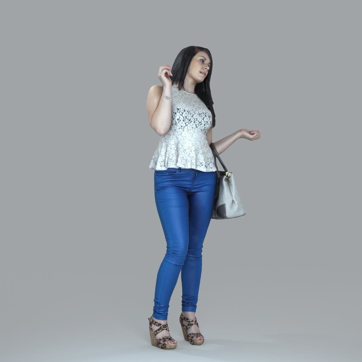Casual Woman with Jeans and White Handbag CWom0019-HD2-O02P15-S 3D model_18