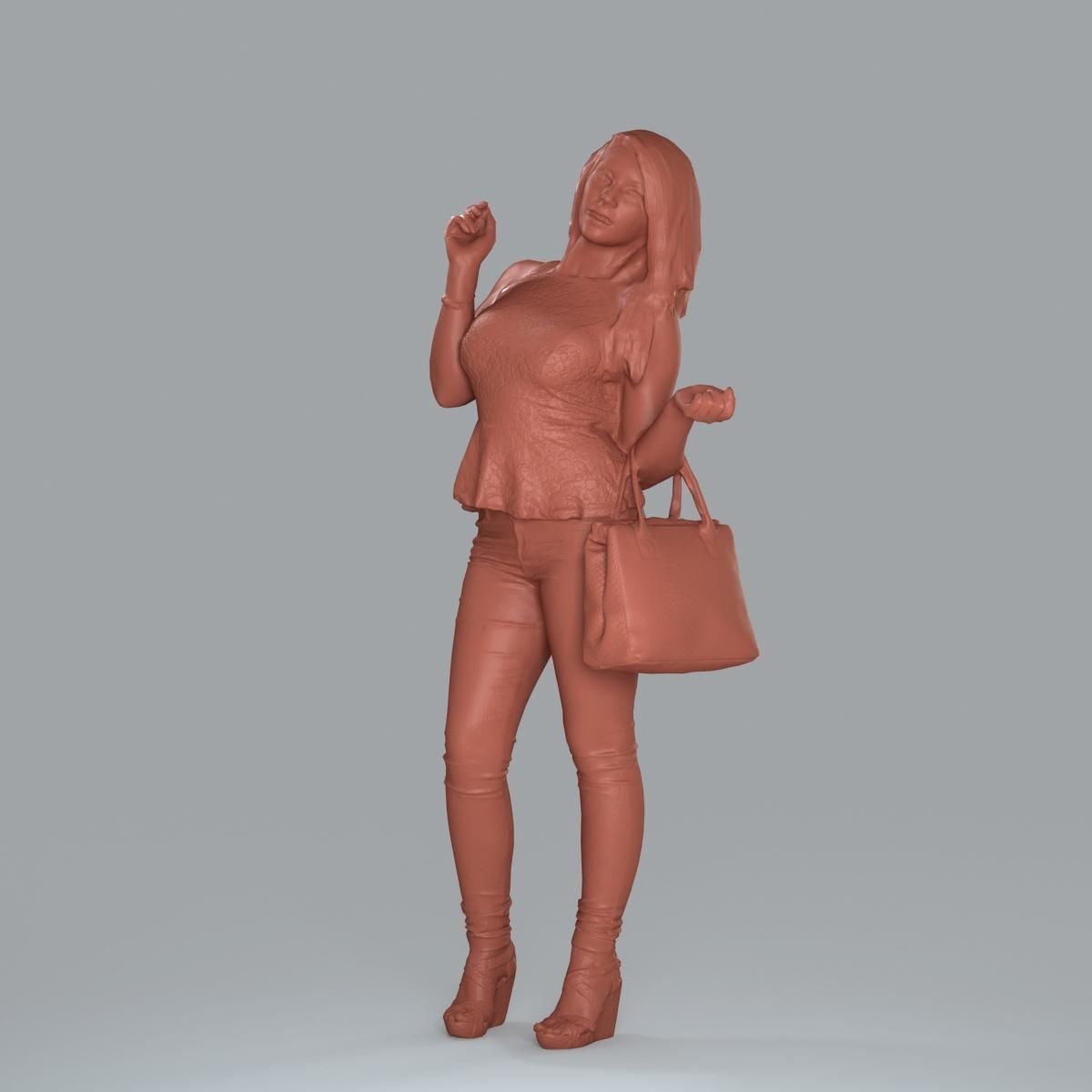 Casual Woman with Jeans and White Handbag CWom0019-HD2-O02P15-S 3D model_54