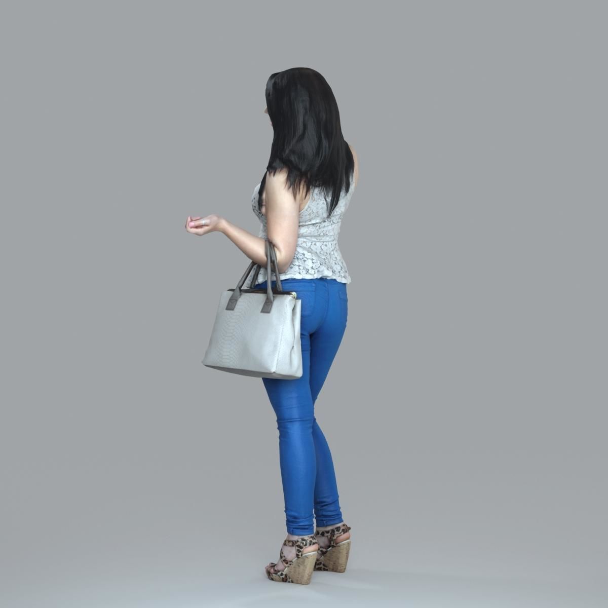 Casual Woman with Jeans and White Handbag CWom0019-HD2-O02P15-S 3D model_21