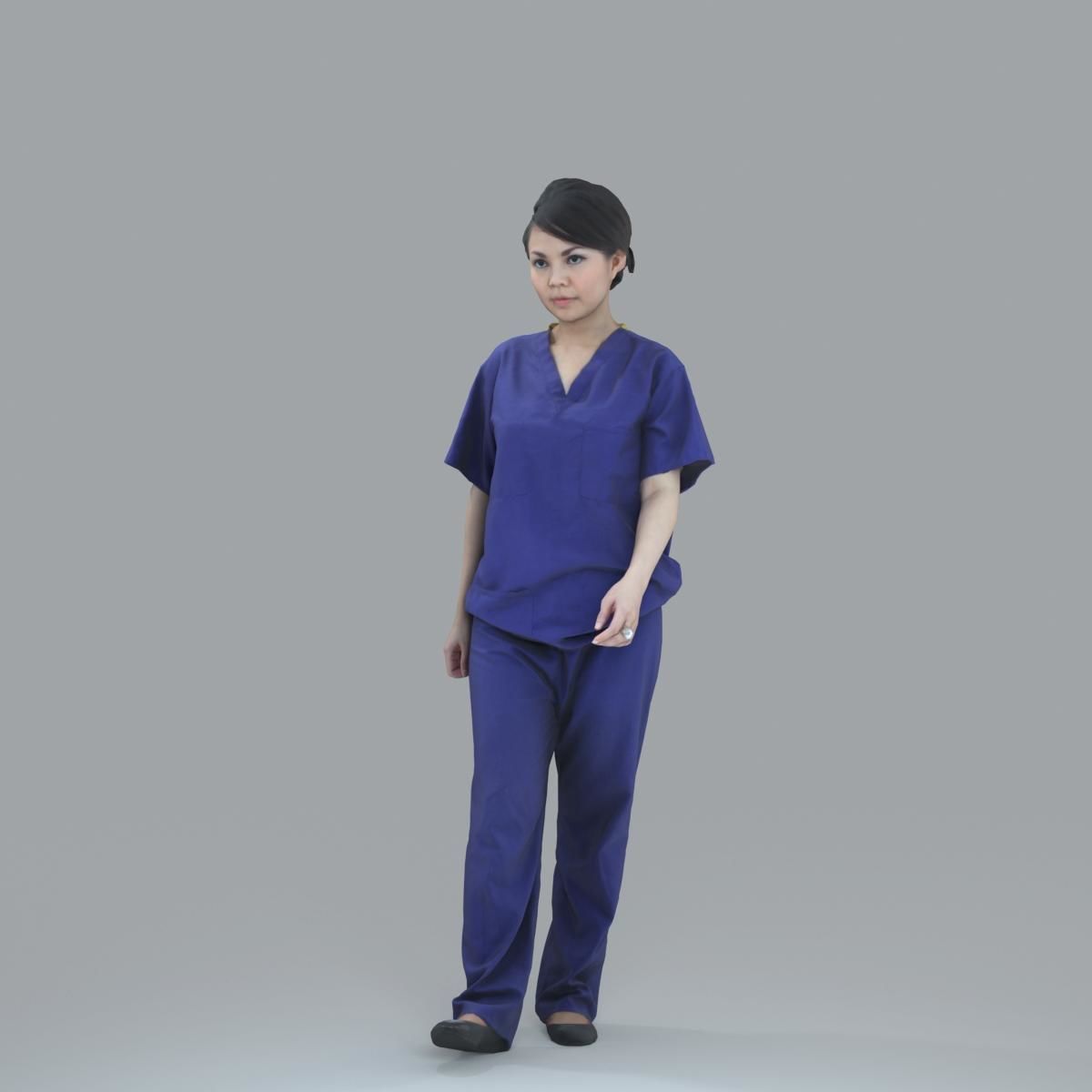 Female Nurse with Blue Scrubs CWom0012-HD2-O02P13-S 3D model_1