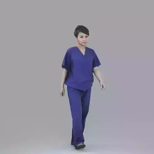 Female Nurse with Blue Scrubs CWom0012-HD2-O02P13-S 3D model