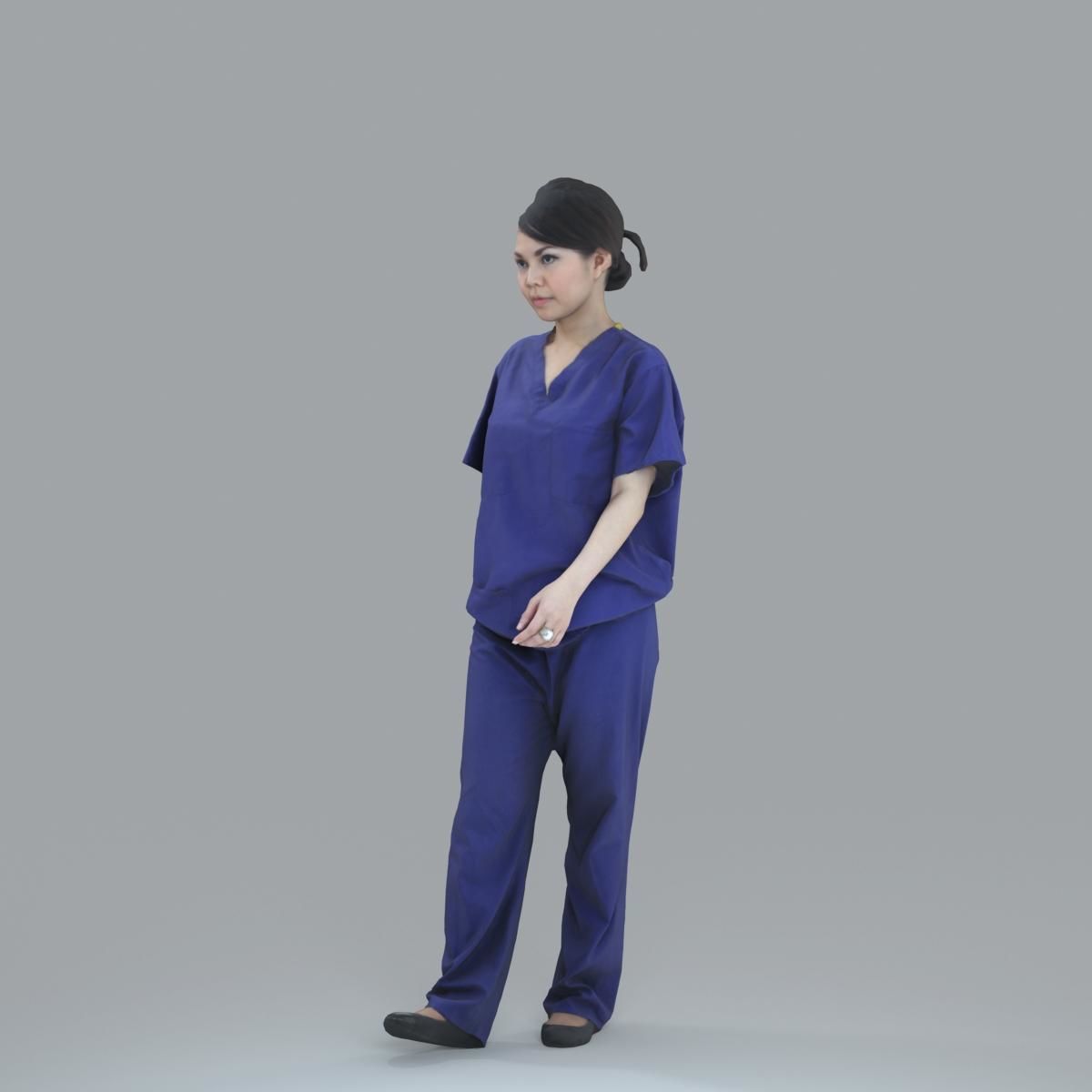 Female Nurse with Blue Scrubs CWom0012-HD2-O02P13-S 3D model_57