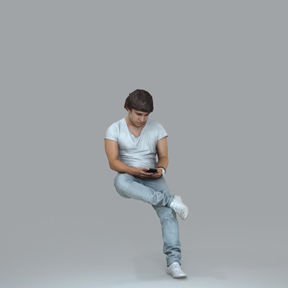 Casual Man with White Sneakers on Phone CMan0020-HD2-O01P15-S 3D model_44