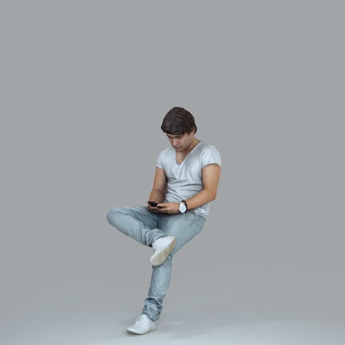 Casual Man with White Sneakers on Phone CMan0020-HD2-O01P15-S 3D model_74