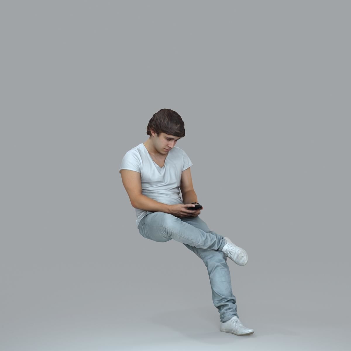 Casual Man with White Sneakers on Phone CMan0020-HD2-O01P15-S 3D model_37