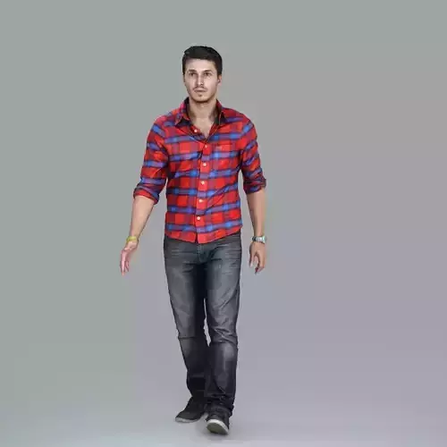 Casual Man with Red Blue Checked Shirt CMan0018-HD2-O03P04-S