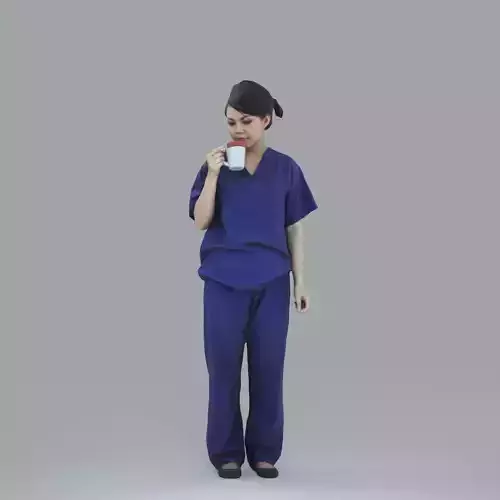 Female Nurse Drinking Coffee Tea CWom0012-HD2-O02P06-S