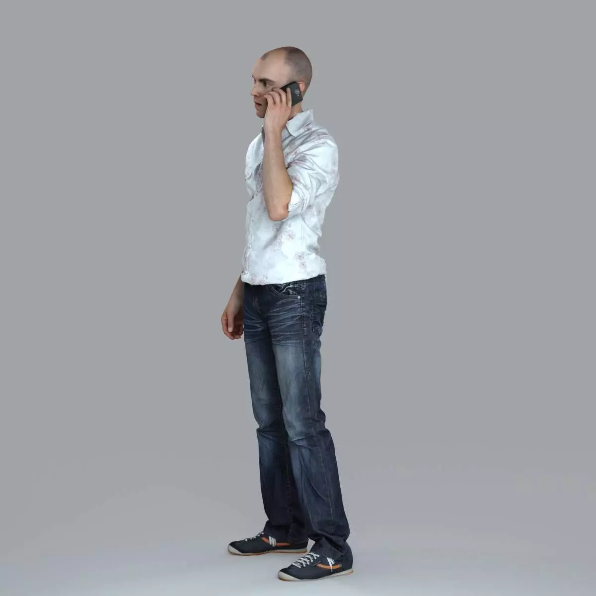 Casual Man with White Shirt Chatting on Phone CMan0010-HD2-O0... 3D model_39