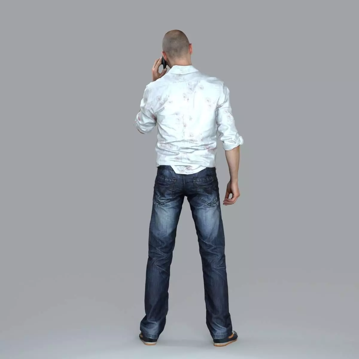 Casual Man with White Shirt Chatting on Phone CMan0010-HD2-O0... 3D model_2