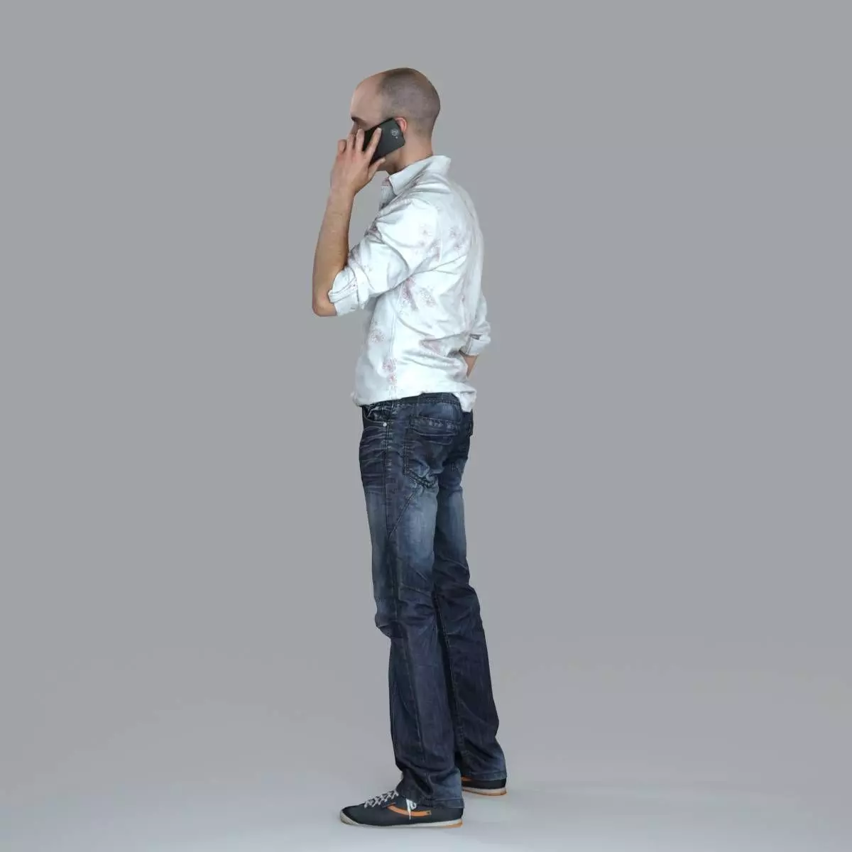 Casual Man with White Shirt Chatting on Phone CMan0010-HD2-O0... 3D model_63